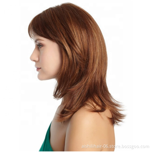 Aishili Hot-selling brown color long synthetic wigs natural wave and kinky curly hair for fashion women